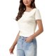 thumbnail image 4 of INSPIRE CHIC Top de Manga Corta para Mujer con Fruncido, Camiseta Básica Ajustada para Salir, Blusa XS Blanca, 4 of 6