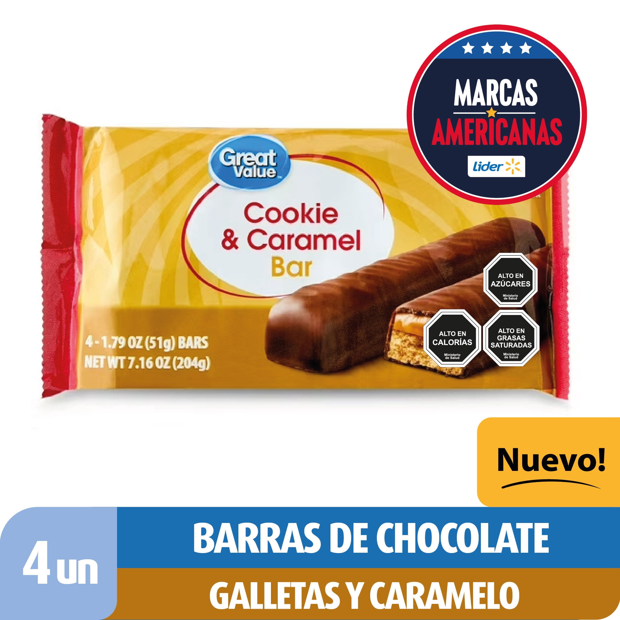 Chocolate En Barra Con Galletas Y Caramelo 204 g Great Value