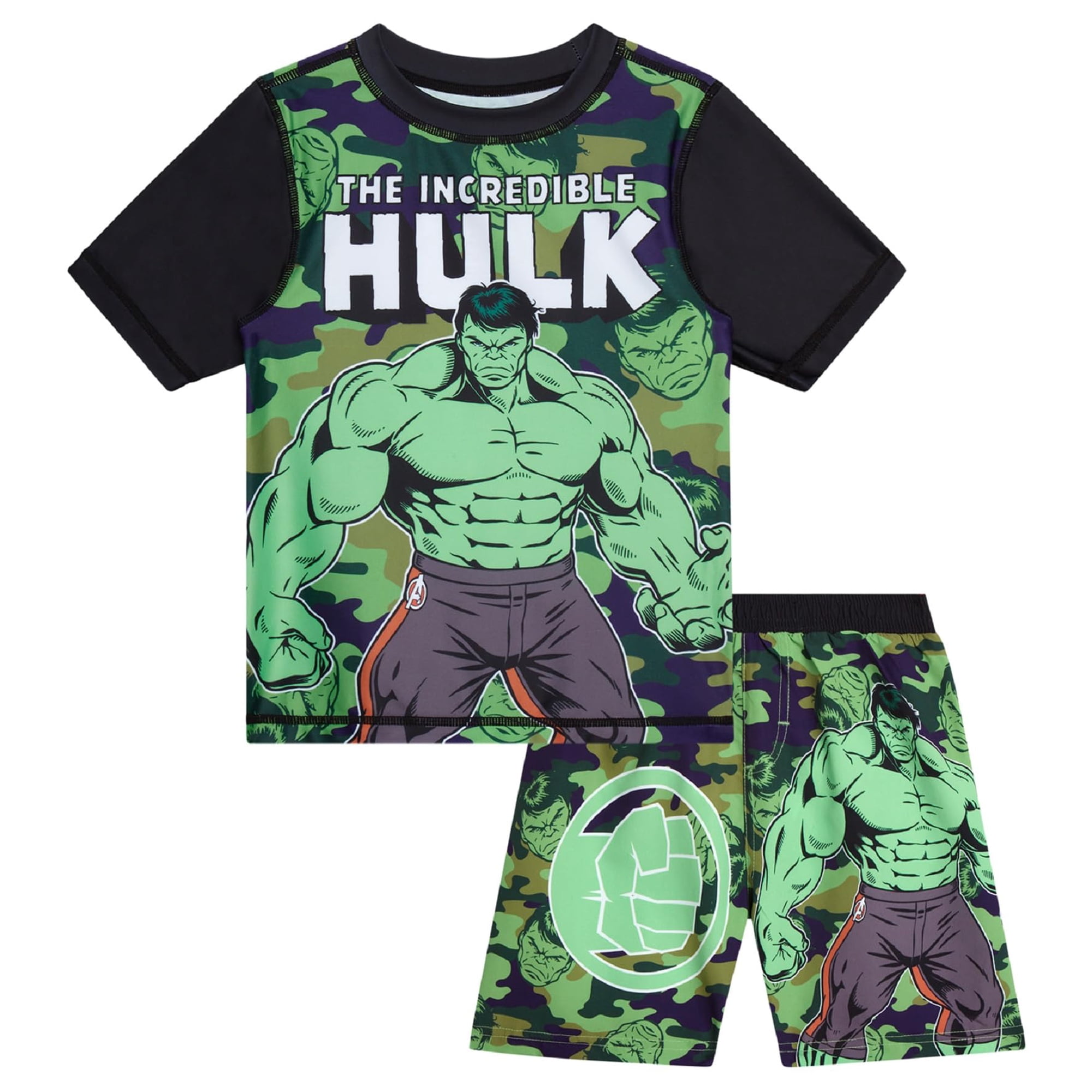 Set De Baño Marvel Boys Hulk Spiderman Rash Guard, 2 Unidades, Talla 8