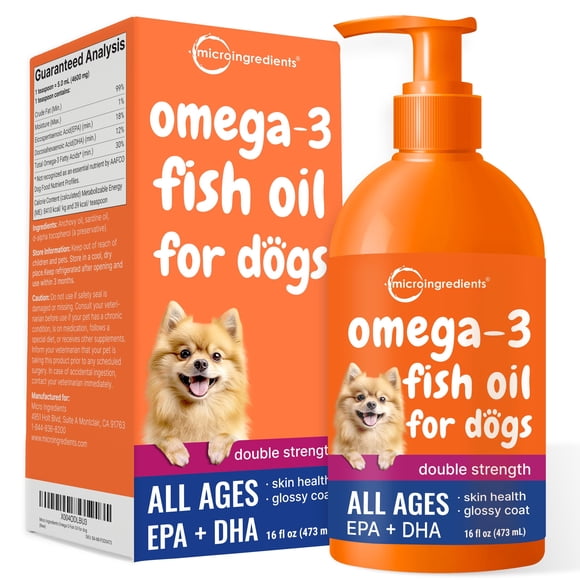 Microingredientes de aceite de pescado omega-3 para perros y gatos, 480 ml