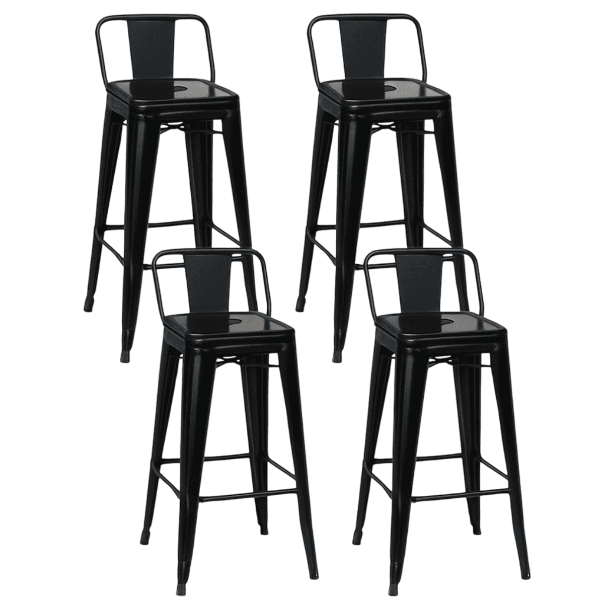 Moboi - Pack 4 Taburetes Tolix Clásico Negro 66cm