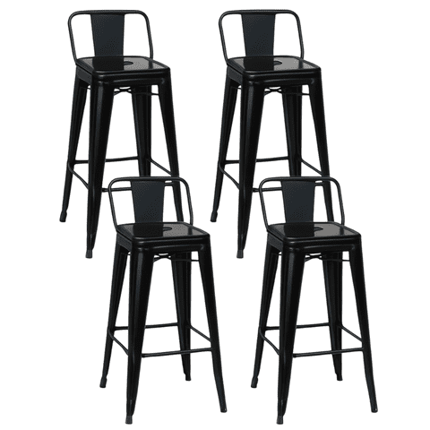 Moboi - Pack 4 Taburetes Tolix Clásico Negro 66Cm