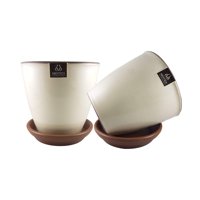 Pottery - Set De 2 Maceta Zafiro 17Cm Crema Y Sus Platos