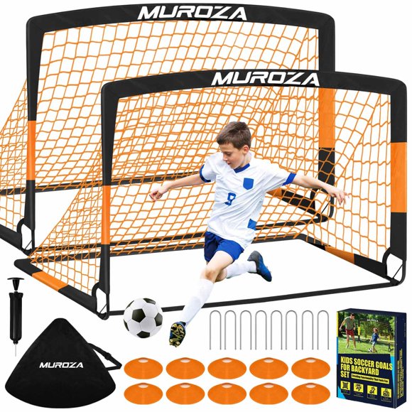 Portería de fútbol MUROZA plegable – set de 2 + balón