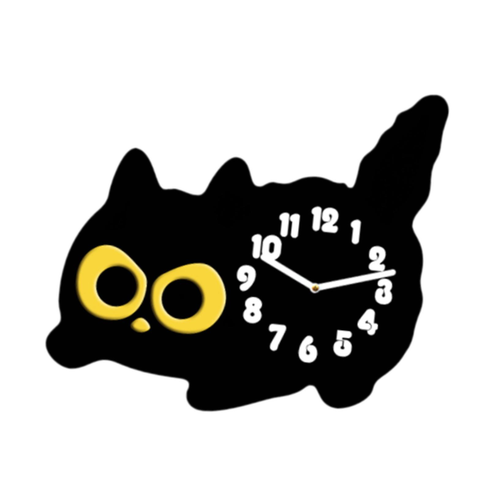 Magideal - Tabletop Cat Reloj Cierro De Repisa De La Repisa Acrílico Acrílico Silencio Sin Ticket Desk Gatking Desk Reloj Analógico Para Niños Adultos Dormitorio