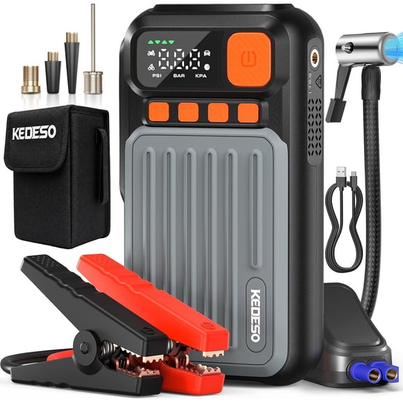 12V Car Battery Jump Starter with 160PSI Air Compressor, Jum