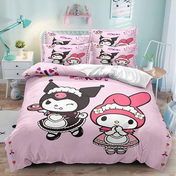 Cute Anime Cartoon Duvet Cover Set 3D Printed Lightweight and Comfortable Bedding 3-Piece Bedding for Boys and Girls Bedroom Decoration