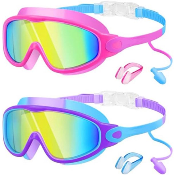 Gafas natación antivaho con pinza nariz tapones oídos antigoteo visión amplia protección UV