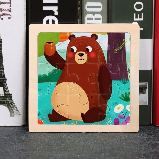 11*11cm/4.33*4.33in 1pcs Wooden Jigsaw Puzzles, Children's Animal Puzzles Educational Early Education Cartoon Plane Jigsaw Puzzle Toys, For Children Kids