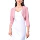 thumbnail image 1 of INSPIRA CHIC 3/4 mangas encogimientos para mujeres recortadas bolero encogimiento de hombros abierto frente cárdigan suéteres fiesta clubwear M rosa, 1 of 6