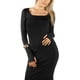 thumbnail image 5 of Jess de Meiko Vestido de Mujer Mangas Largas Cuello Cuadrado Agujero para el Pulgar Vestido Ajustado Escultural Maxi Talla S Negro, 5 of 6
