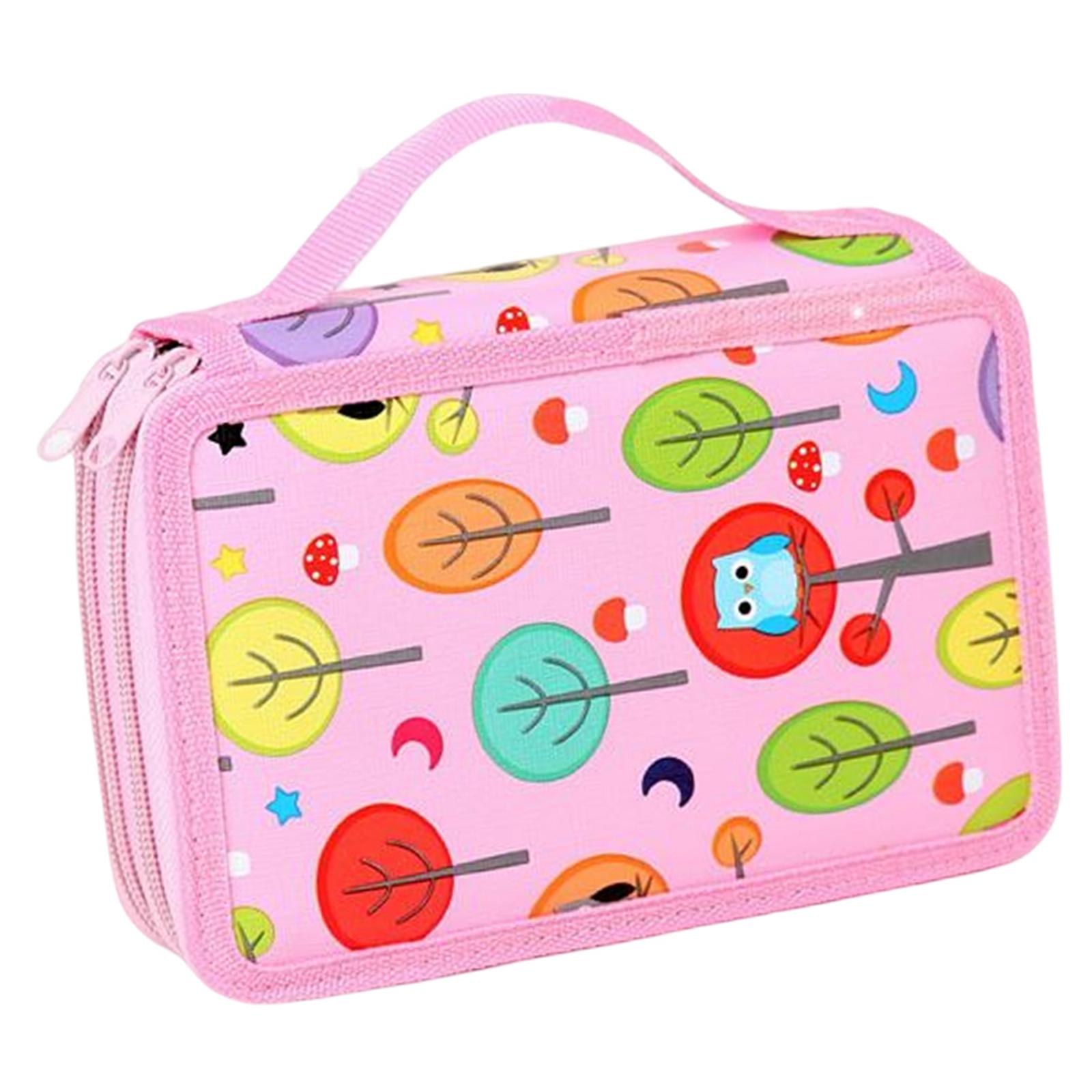 Magideal - Bolsa De Lápices De 2 Capas Con 72 Ranuras, Bolsa De Papelería, Bolsa De Maquillaje, Funciones, 7,87X4,92X3,15 Pulgadas, Doble Cremallera, Bolsa , Rosado
