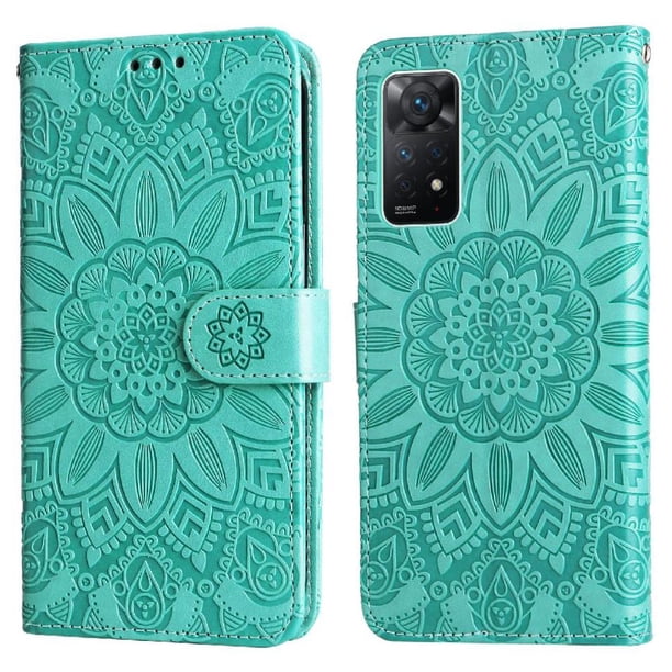 Funda tipo cartera FOXDOCK para Xiaomi Redmi Note 12 Pro 4G , diseño girasol en relieve, cuero PU, cierre magnético, soporte y tarjetero