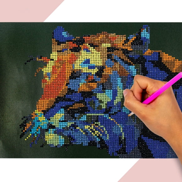 Póster Gemstone Painting Dazz 3D Geo Tiger de 23 x 30 cm con accesorios