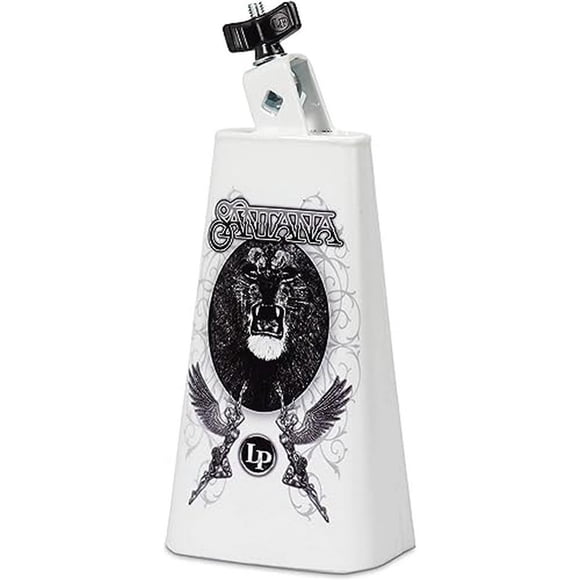 Cencerro Latin Percussion LP205-SNL de 8" blanco con arte de Santana