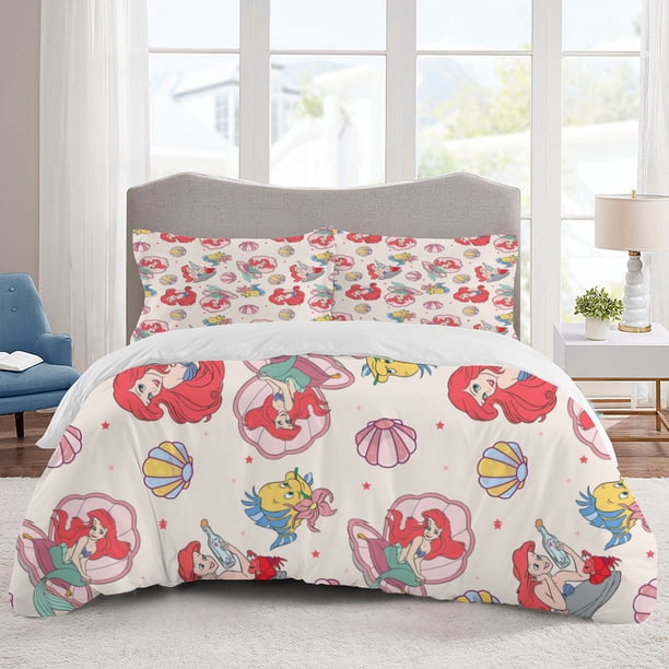 Ariel Bedding Sets Cartoon Duvet Cover Lightweight 3 Piece Bet Sets for Kids Boys Girls