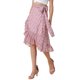 thumbnail image 4 of FALDA MIDI FLORAL ENVOLVENTE PARA MUJERES DE VESTIMENTA REFINADA, HEM ASIMÉTRICO, CINTURA ALTA, FALDAS CON VOLANTES PARA PLAYA, ROSA L, 4 of 6