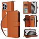 thumbnail image 1 of Funda Cartera con Cremallera y Correa para iPhone 16 Pro Max Soporte y Tarjetero Marrón, 1 of 6