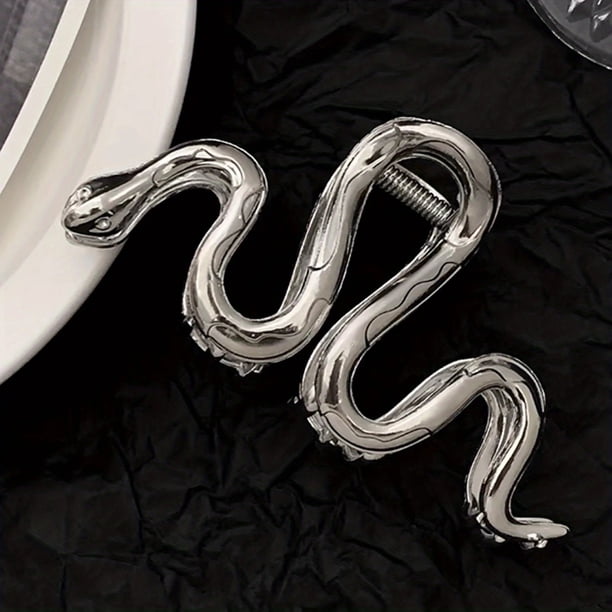 1pc Gothic Snake Hair Claw - Vintage Metal Texture Back Head Clip for Women