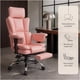 thumbnail image 2 of Silla Oficina Ejecutiva Ergonómica Reclinable Con Reposapiés Rosa Cuero Sintético, 2 of 8