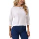 thumbnail image 4 of INSPIRE CHIC Estilo Blusa de Mujer con Mangas Murciélago 3/4 Tops Verano Casual con Ojales Cuello Redondo Túnica Camisetas XL Blanco, 4 of 6