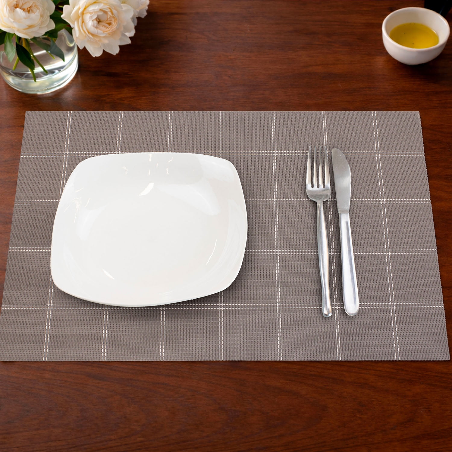 Individual De Mesa Nautica Home 45x30cm Café A Cuadros