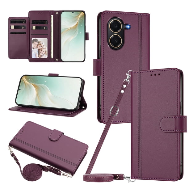 Funda Billetera Delgada para Honor X7E, Cuero Sintético, Morado Oscuro