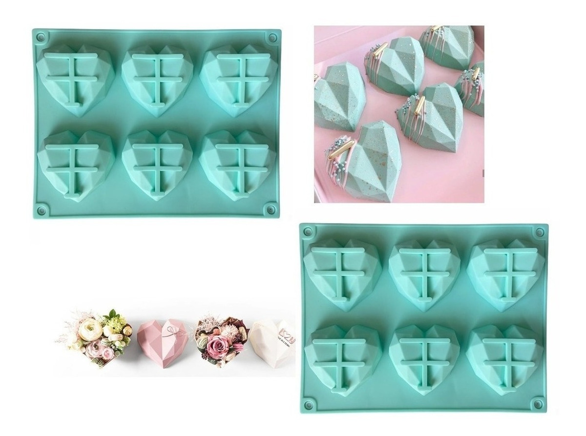 Genérico - Pack X2 Molde Corazon Diamante Molde Corazón Geometrico