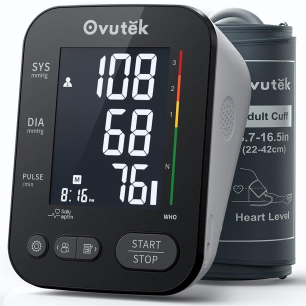 Monitor de presión arterial OVUTEK retroiluminado para la parte superior del brazo con manguito