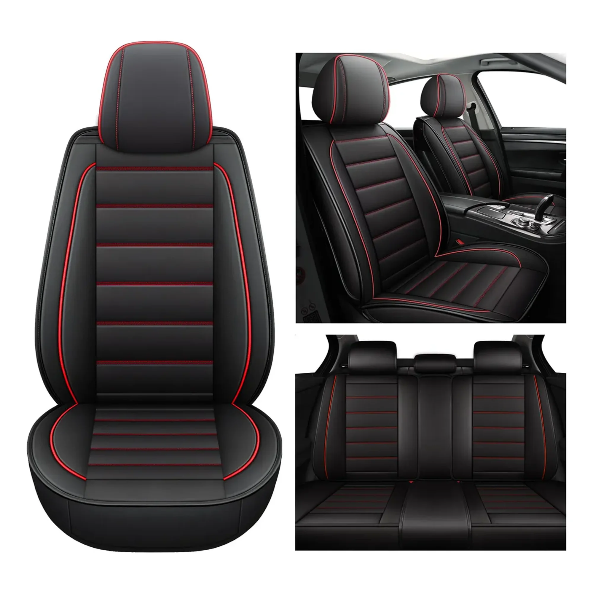 Genérico - Funda Cubre Asiento Ecocuero Set 5 Pzas Modelo General