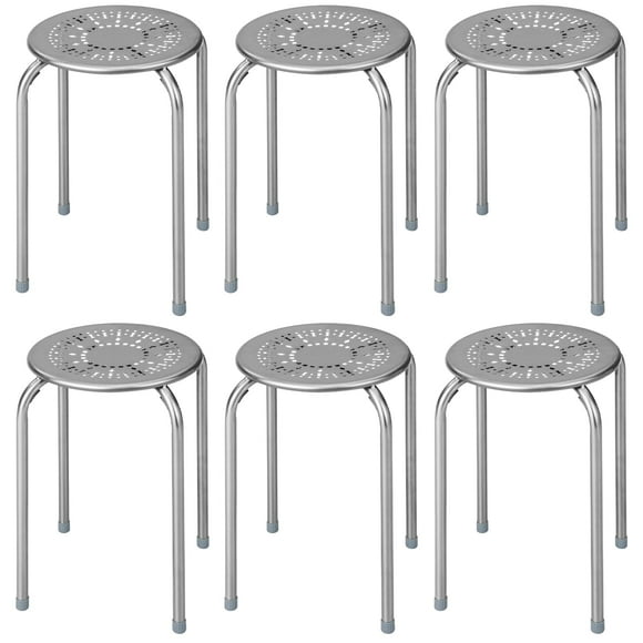 Taburetes STACK COSTWAY de acero, 44,45 cm de altura, 6 unidades, color gris, para niños