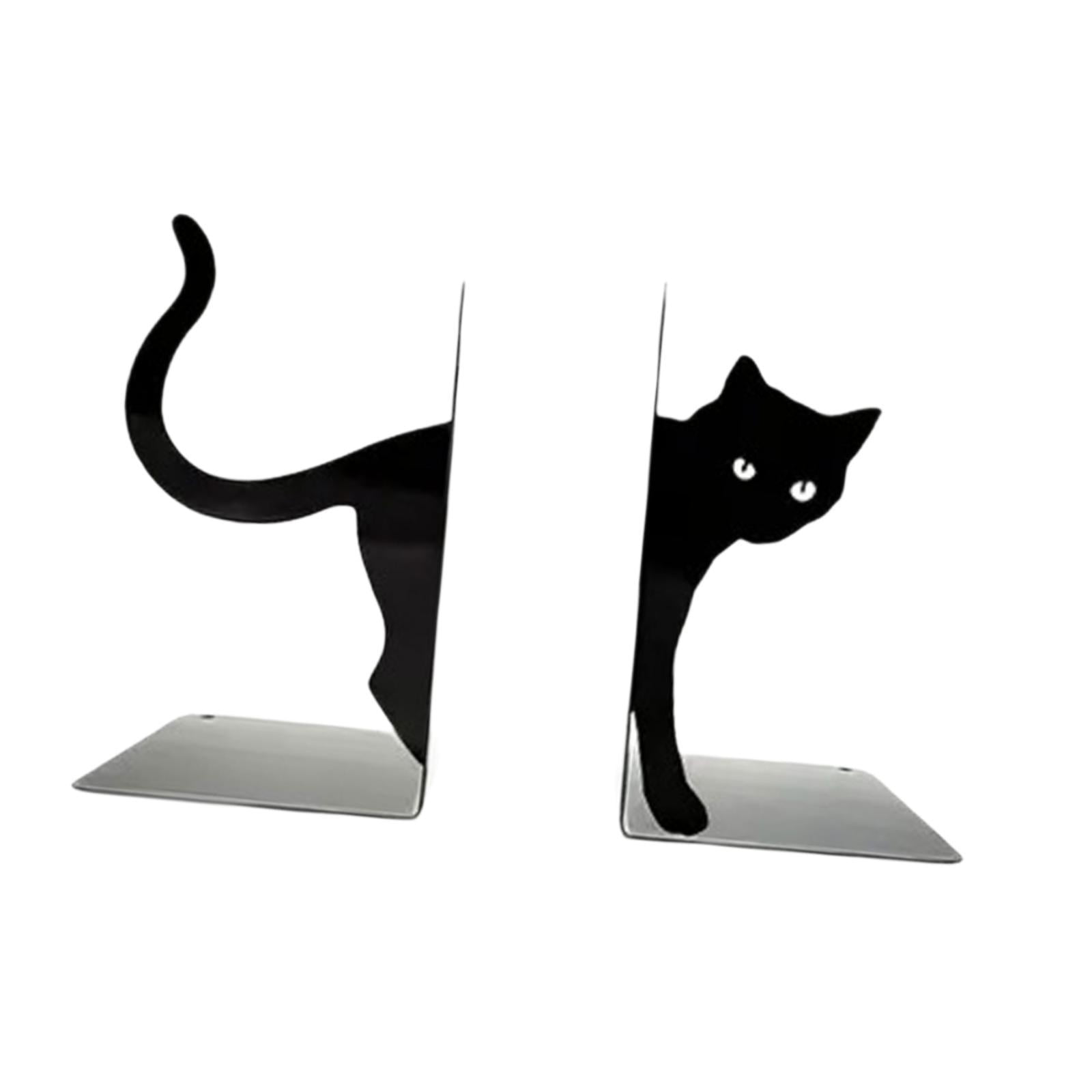 Magideal - 2 Piezas Sujetalibros Decorativos Soporte De Libros De Metal Gato Estatua Organizador Animal Para Repisa Y Escritorio Adecuado Para Regalo Decoración De Sala B