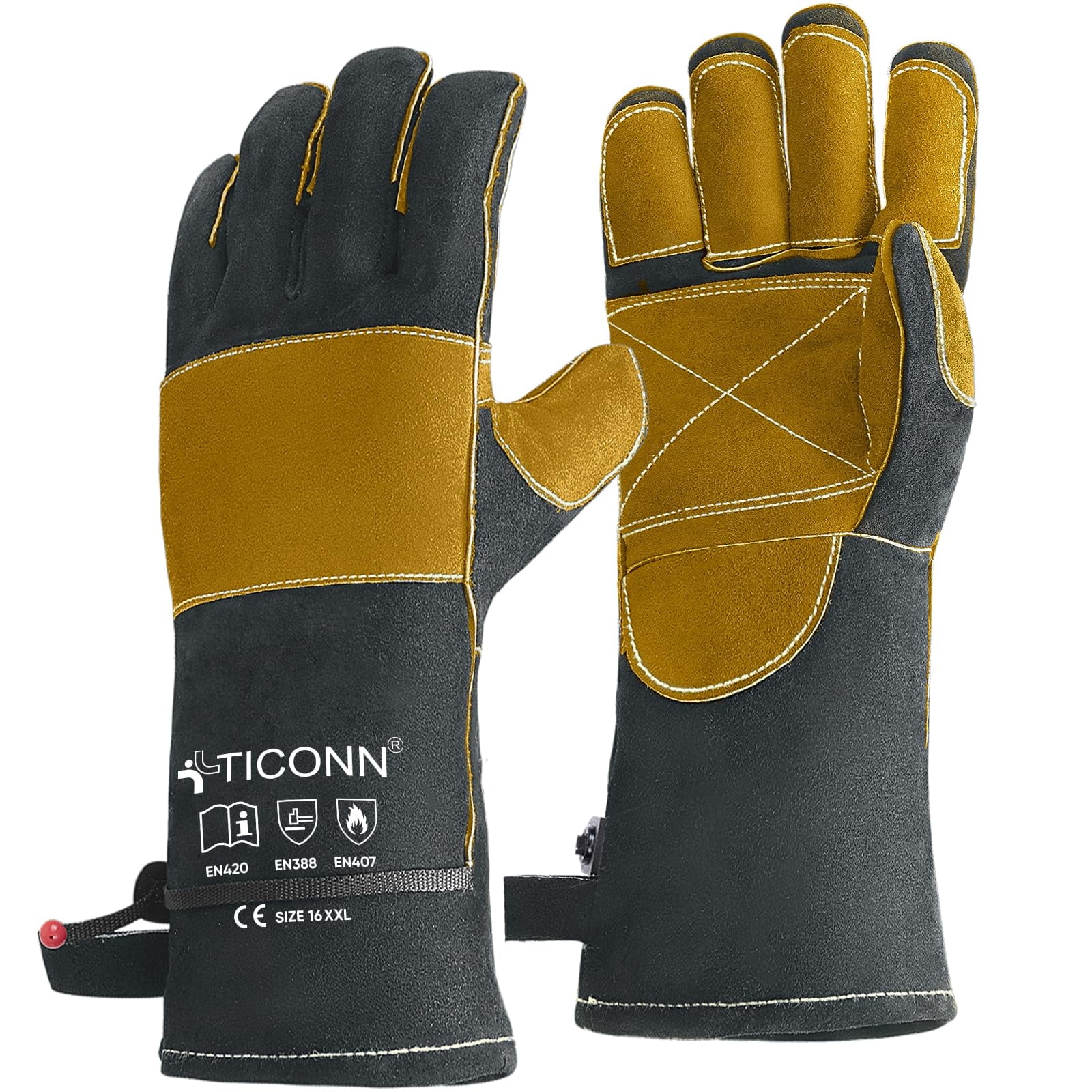 Guantes De Soldadura Ticonn, 40 Cm, Resistentes Al Calor, 538 °c Xl