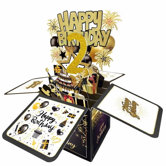 Tarjeta de cumpleaños Joycard, decoración de segundo cumpleaños para niños de 2 años