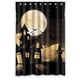 thumbnail image 1 of Cortina de ducha con diseño de castillo de dibujos animados, murciélagos, gato negro, luna redonda, temática de Halloween, juego de cortina de baño con ganchos, tamaño 48 x 72 pulgadas, 1 of 3