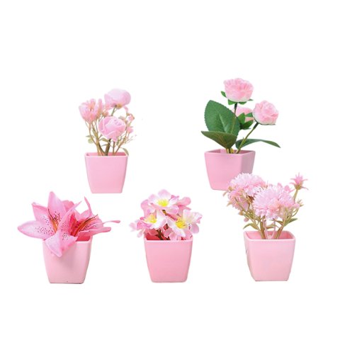 Bothyi - 5X Flores Simuladas Rosas Falsas En Macetas De Interior Para Oficina, Restaurante, Estilo Granja A