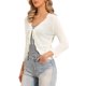 thumbnail image 4 of INSPIRE CHIC Suéter con nudo delantero para mujer, cárdigan corto de punto con mangas 3/4, abierto al frente, casual y elegante M Blanco, 4 of 6