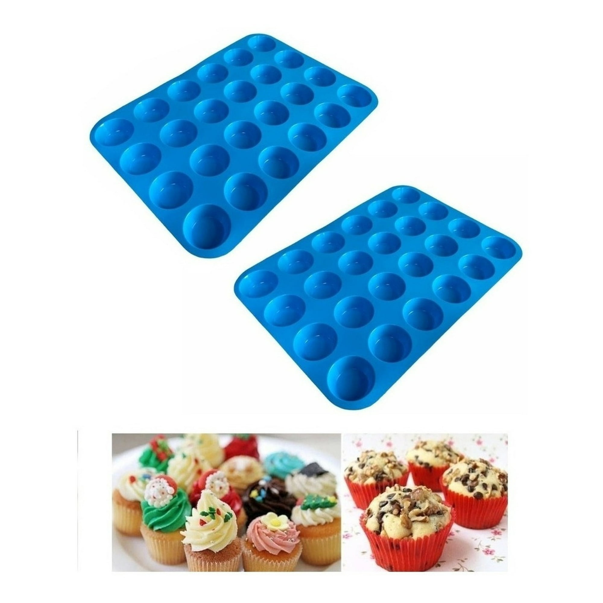 Genérico - Pack X2 Molde Cupcakes 24 Cupcakes Molde Silicona Reposteria