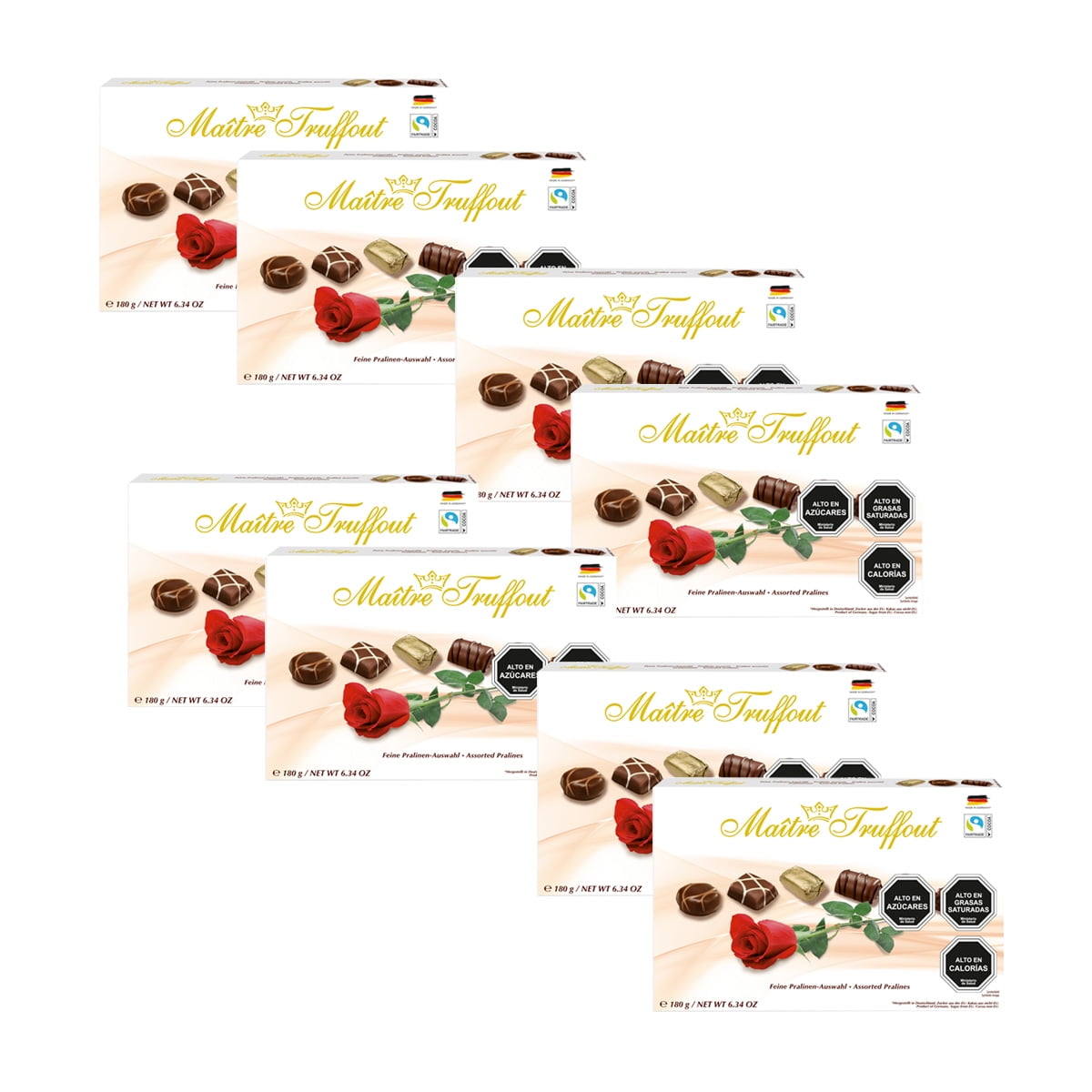 Maitre Truffout - Pack 8 Estuches Pralines Surtidos Rosa 180g