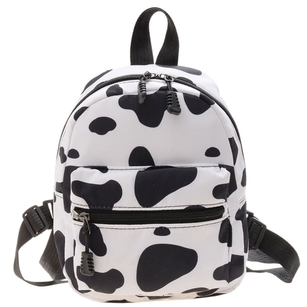 Women Zebra Leopard Cow Print Backpacks Nylon Shoulder Bag Students High School Small Book Bag Female Mini Rucksack mochila