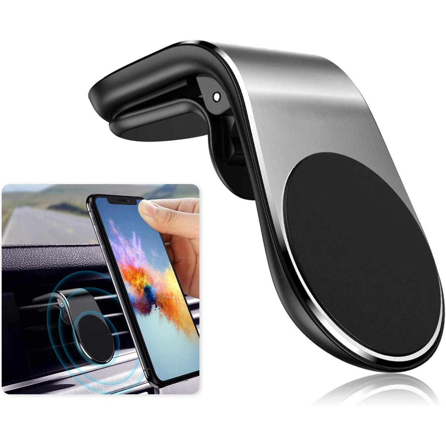 Genérico - Soporte Magnético Universal Para Teléfonos Móviles Y Gps, Compatible Con Varias Marcas De Smartphones-Plata