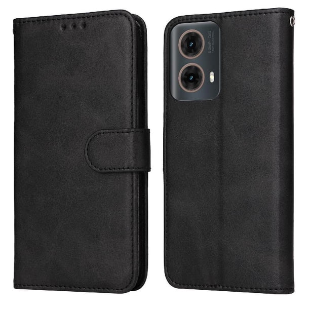 Funda Billetera para Motorola Edge 50 Fusion 5G con Porta Tarjetas y Soporte Ajustable Negro