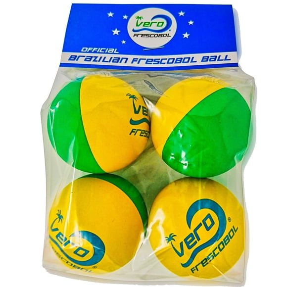 Bolas Frescobol Vero Pro Brasil, verde y amarillo, 2.25 pulgadas, paquete de 4