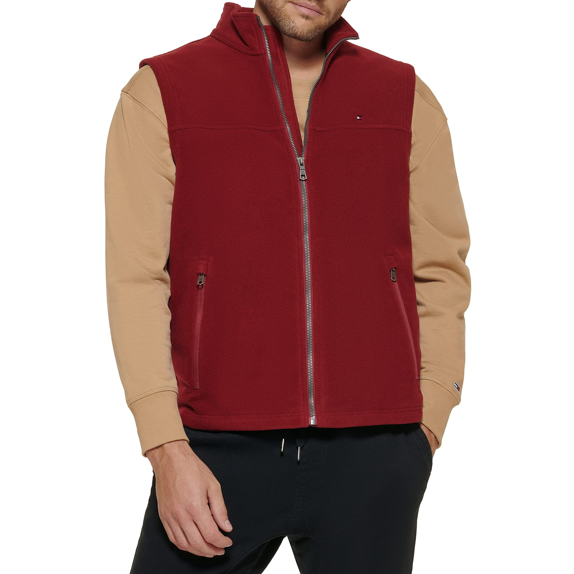 Chaleco Tommy Hilfiger De Forro Polar Para Hombre, Color Rojo, Talla S