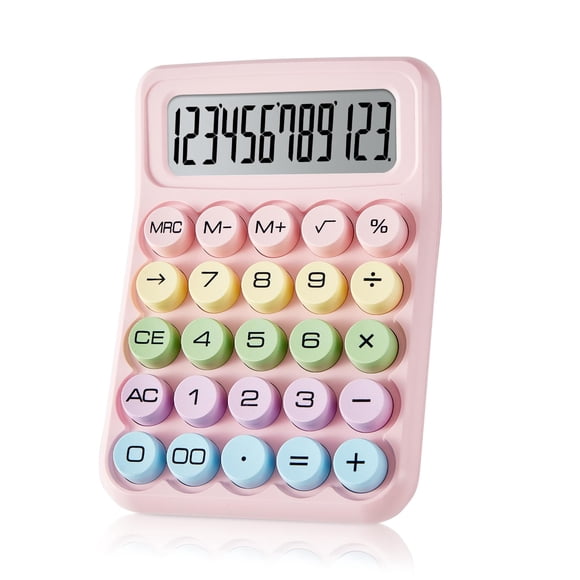 Calculadora electrónica CHAKAKA con pantalla LCD de 12 dígitos, color rosa