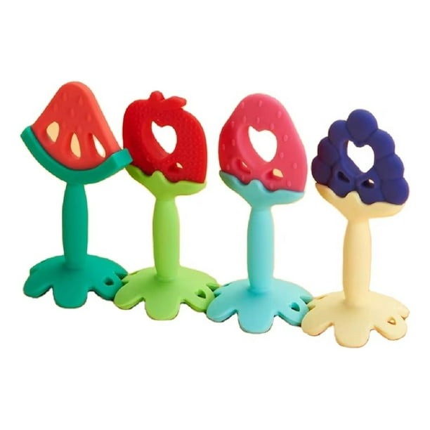 Set 4 Mordedor Silicona Diseño Frutas Divertido Bebe Lau