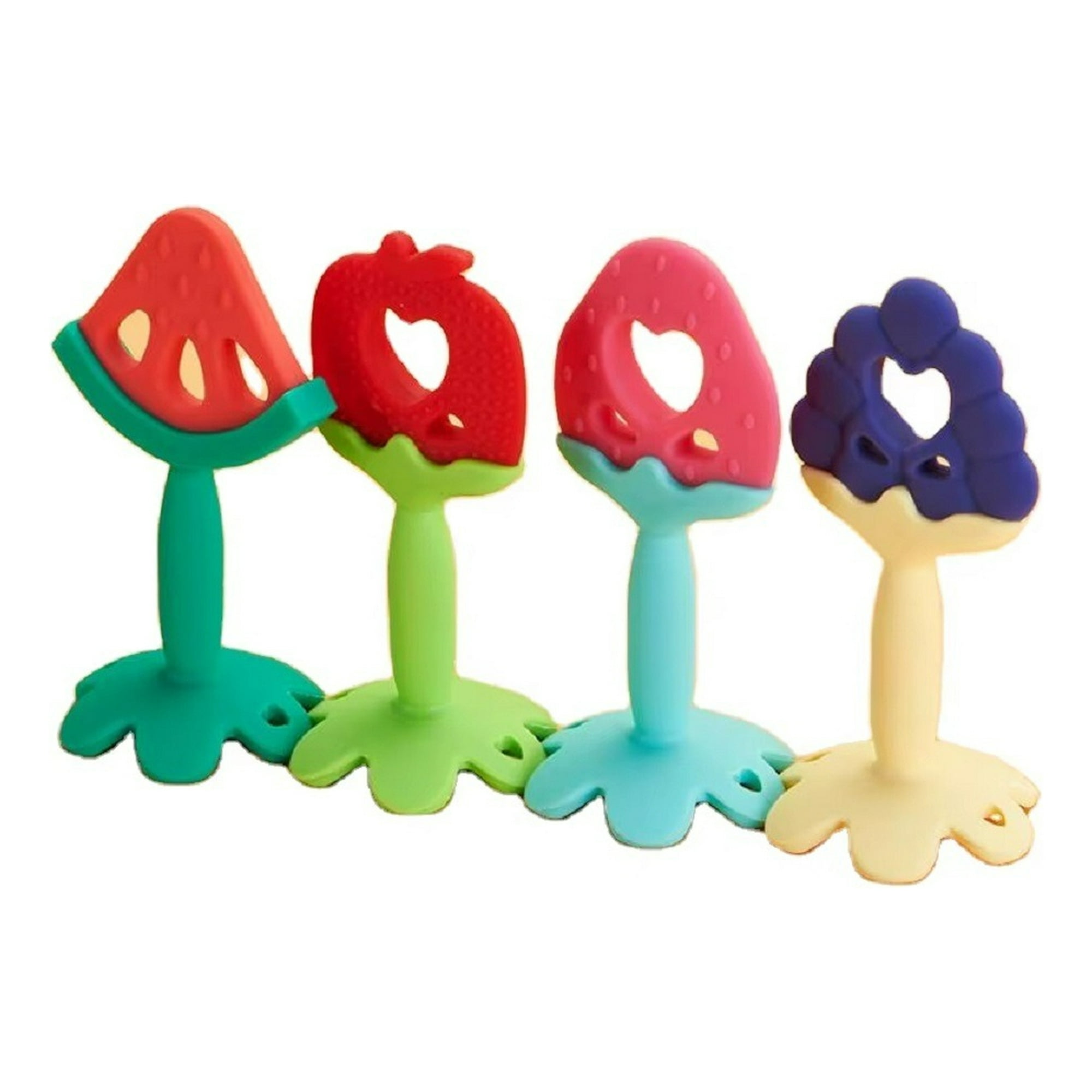 Genérico - Set 4 Mordedor Silicona Diseño Frutas Divertido Bebe Lau