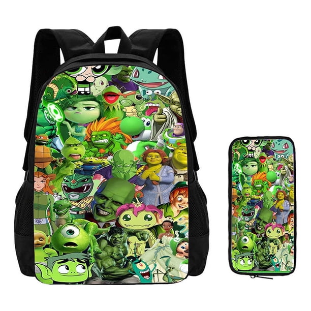 2Pcs Set Inside Mochila Out School Backpack with Pencil Case ,Cartoon School Bags for Boys Girls ,Children Backpack for Pupil
