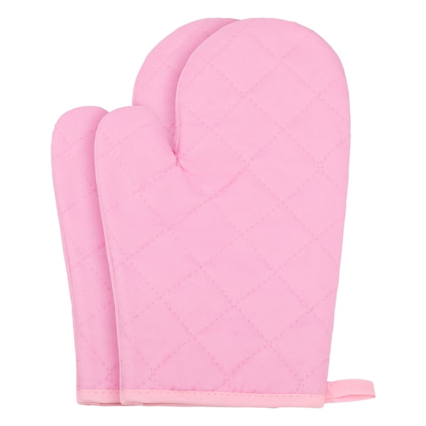 Guantes de Horno Suaves, Guantes de Cocina Resistentes al Calor, Forro de Algodón Grueso, Agarre para Hornear, Asar, Juego de Guantes de Cocina de 2 Piezas Rosa 10.6x6.7 pulgadas