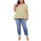 thumbnail image 2 of Agnes Orinda Tops Florales para Mujer Tallas Grandes Cuello Redondo Manga Corta Puños Elásticos Blusas Peplum Casual 3X Amarillo, 2 of 4